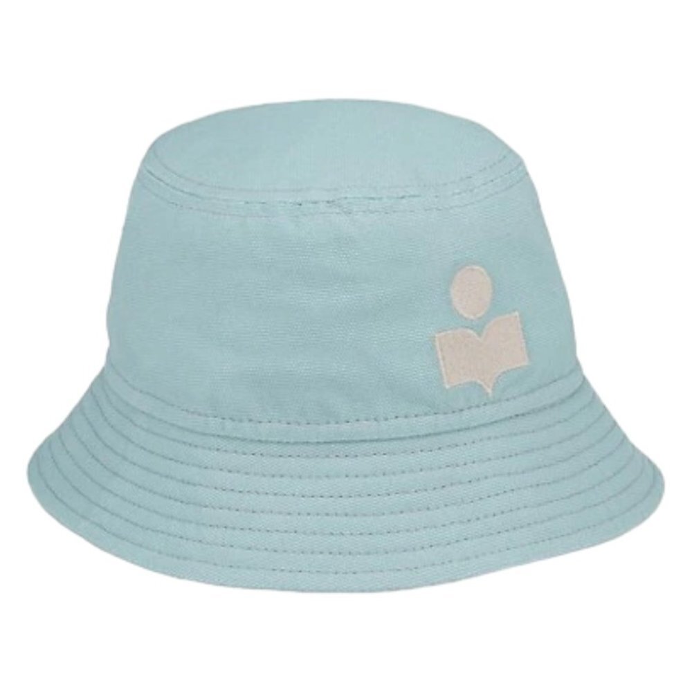 Isabel Marant Haley Embroidered Logo Bucket Hat, Size Medium, Aqua, NWT